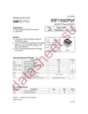 IRF7492PBF datasheet  